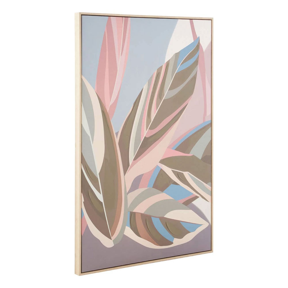 Elmiron Canvas Pastel Leaves Wall Art in Multicolour