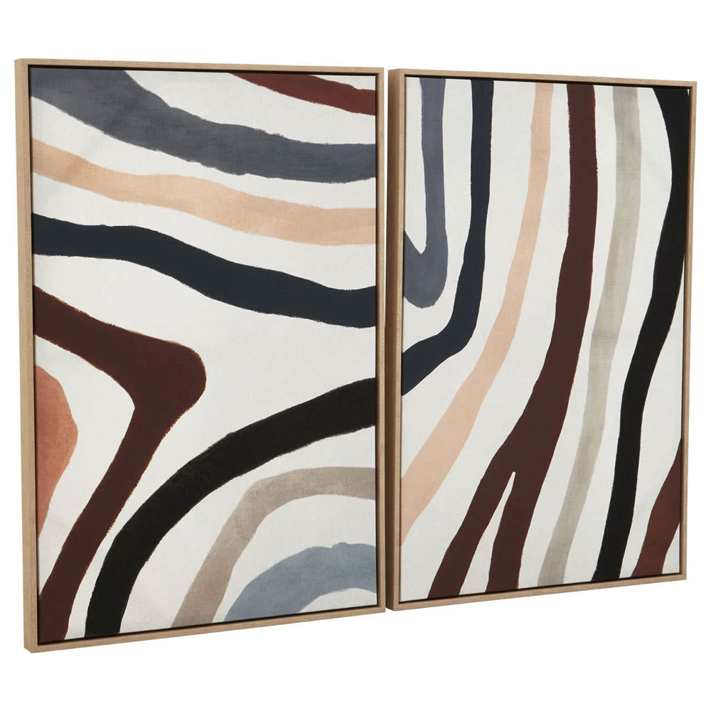 Elmiron Canvas Set of 2 Abstract Wave Wall Art in Multicolour
