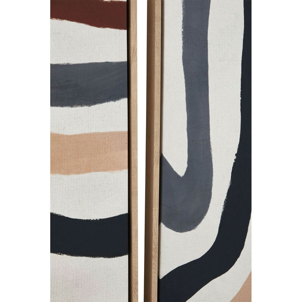 Elmiron Canvas Set of 2 Abstract Wave Wall Art in Multicolour
