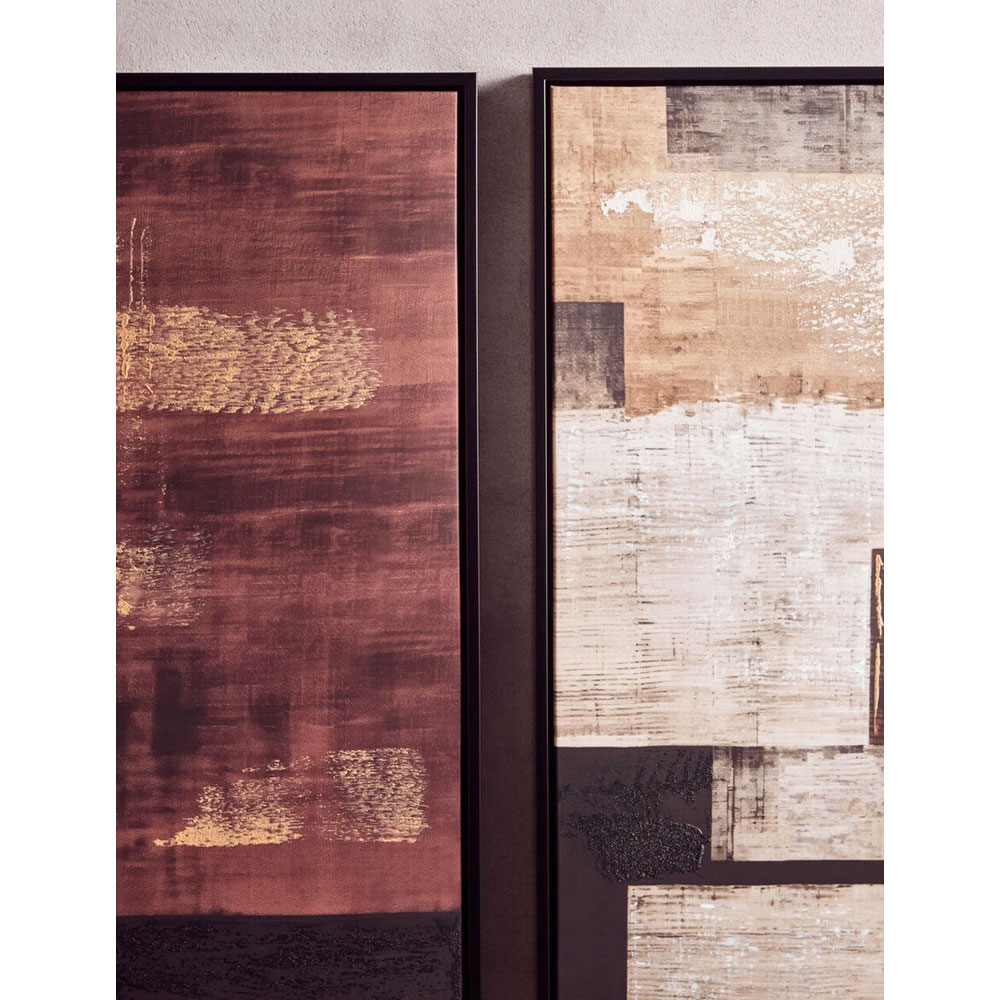 Elmiron Canvas Set Of 2 Geometric Abstract Wall Art in Rust Red and Black