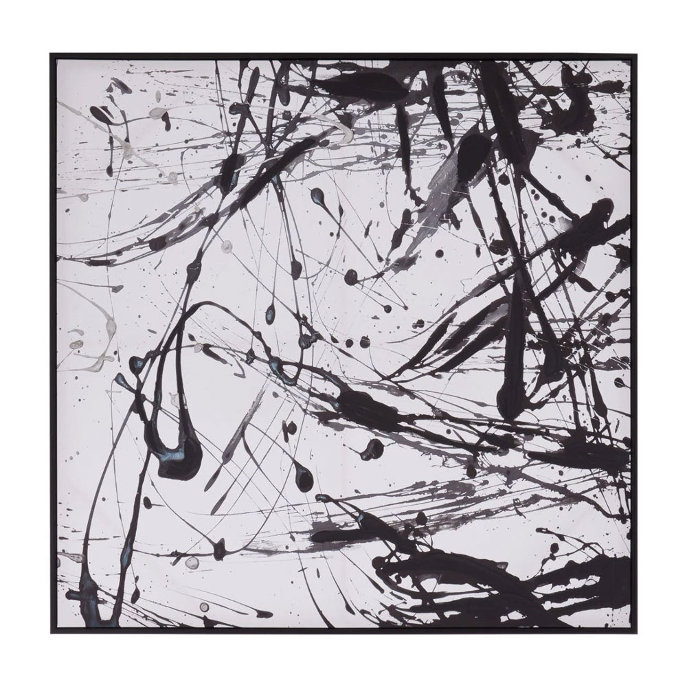 Elmiron Canvas Splatter Square Wall Art in Black and White