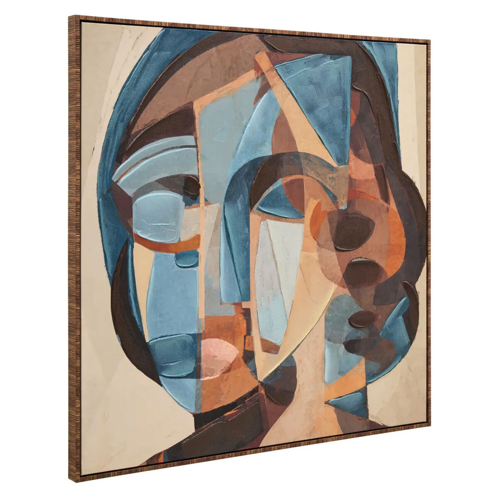 Elmiron Canvas Textured Abstract Face Wall Art in Multicolour