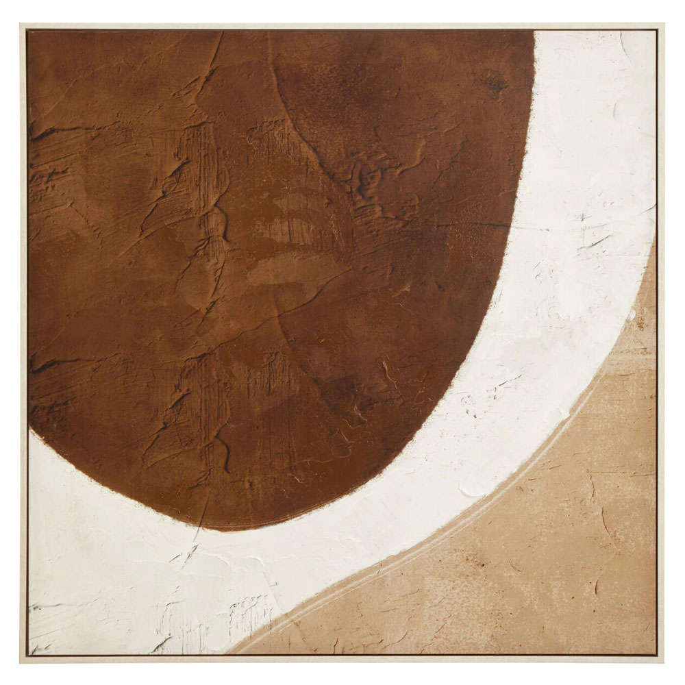 Elmiron Canvas Textured Square Wall Art in Brown and Natural