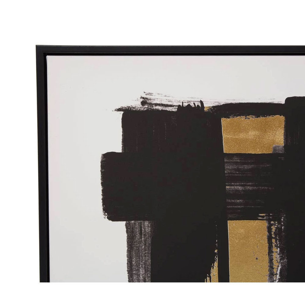 Elmiron Canvas Wall Art with Wooden Frame in Black White and Gold