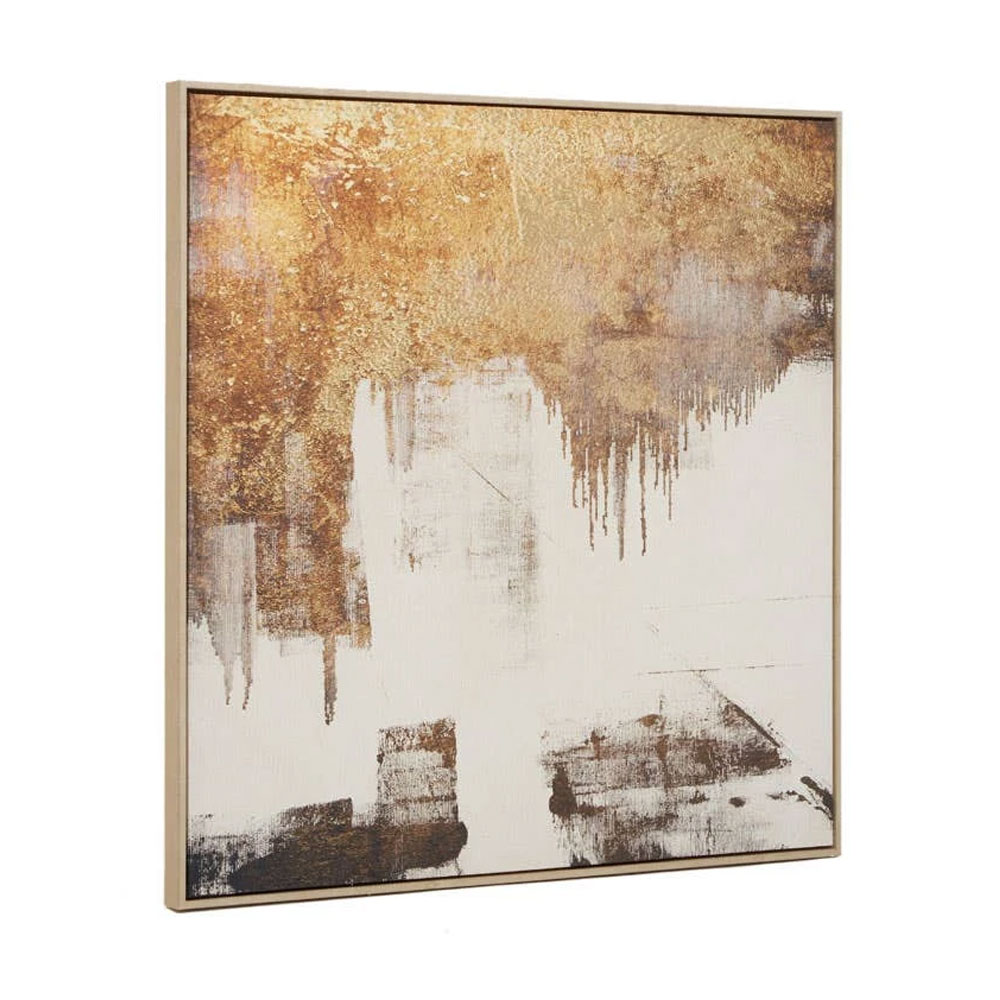 Elmiron Square Canvas Abstract Gold Foil Wall Art with Wooden Frame