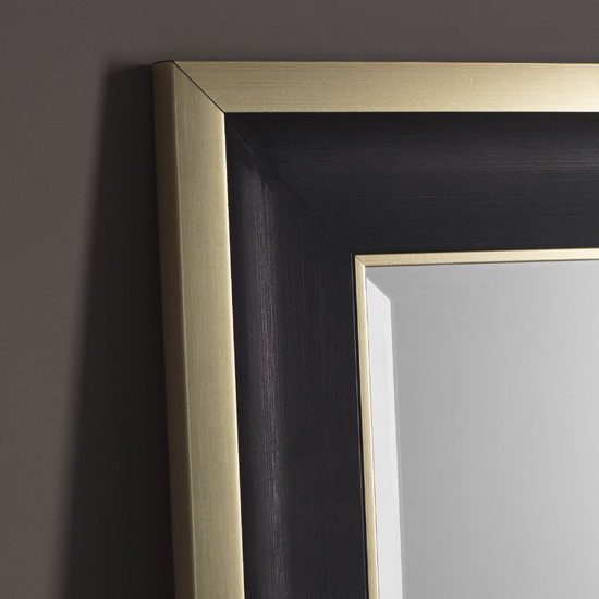 Elmont Bevelled Leaner Floor Mirror In Black And Gold Furniture in