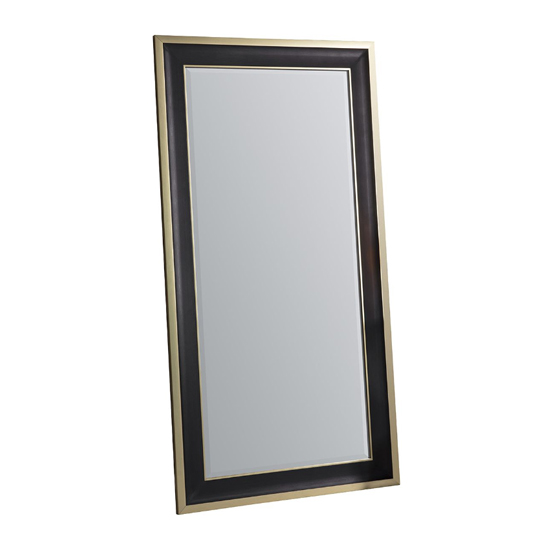 Elmont Bevelled Leaner Floor Mirror In Black And Gold Furniture in