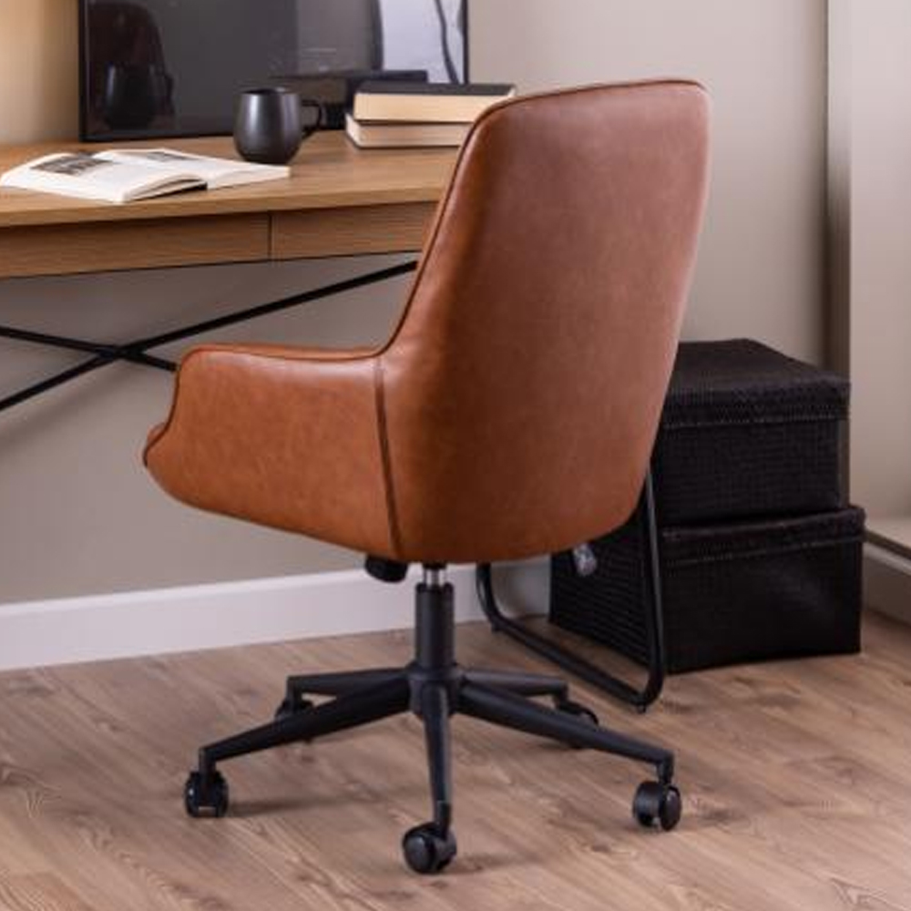 Elmont PU Leather Home And Office Chair In Brandy