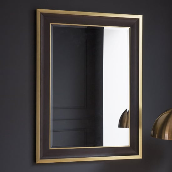 Read more about Elmont rectangular bevelled wall mirror in black and gold