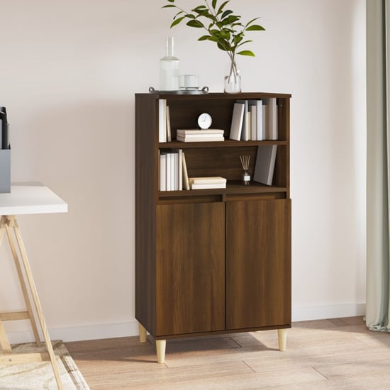 Photo of Elmont wooden sideboard with 2 doors in brown oak