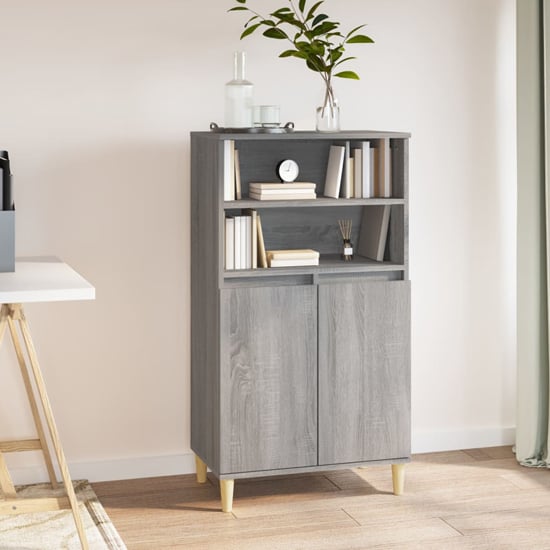 Product photograph of Elmont Wooden Sideboard With 2 Doors In Grey Sonoma Oak from Furniture in Fashion