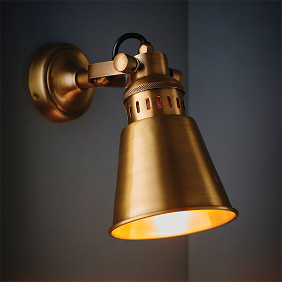 Photo of Elms wall light in antique solid brass