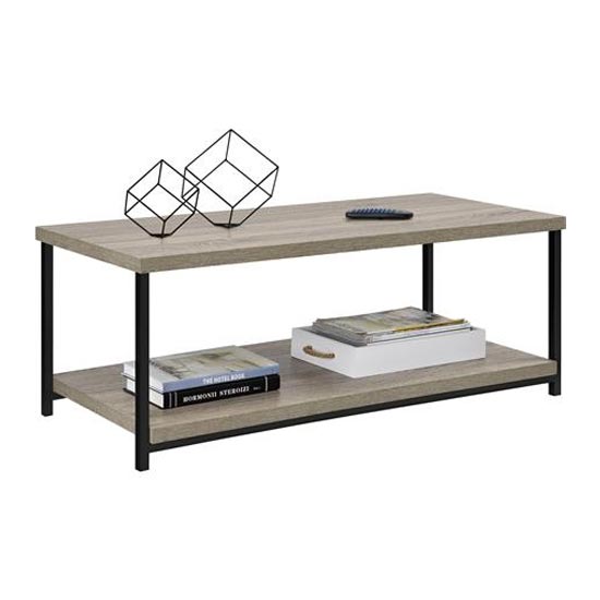 Ellicott Wooden Coffee Table With Undershelf In Grey Oak
