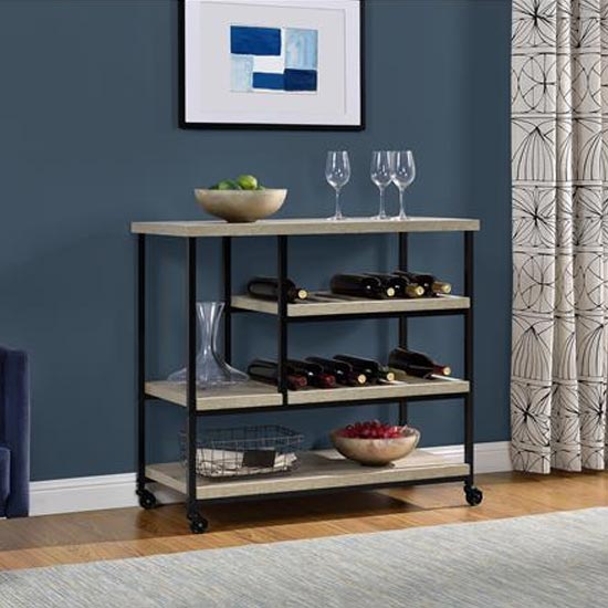 Ellicott Wooden Drinks Trolley In Distressed Grey Oak_2