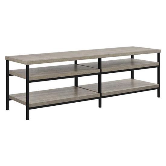 Ellicott Wooden TV Stand With 4 Shelves In Grey Oak