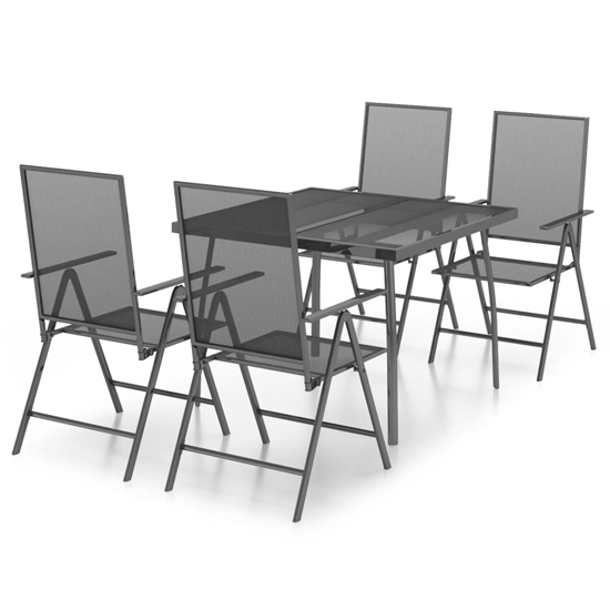 Elon Large Square Steel 5 Piece Garden Dining Set In Anthracite