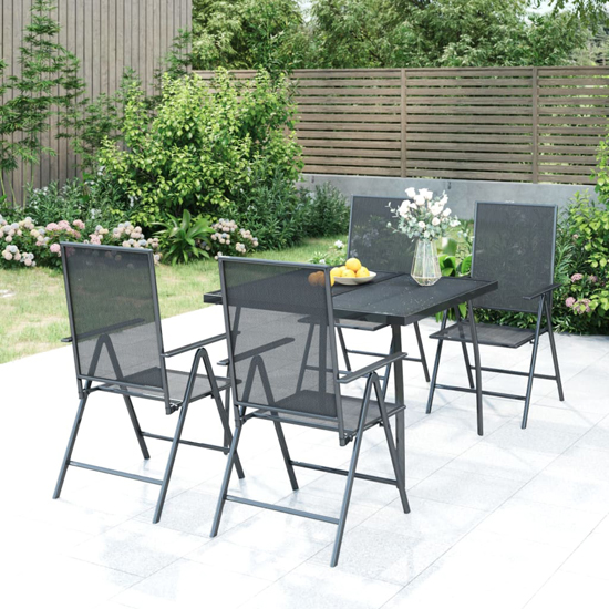 Elon Large Square Steel 5 Piece Garden Dining Set In Anthracite