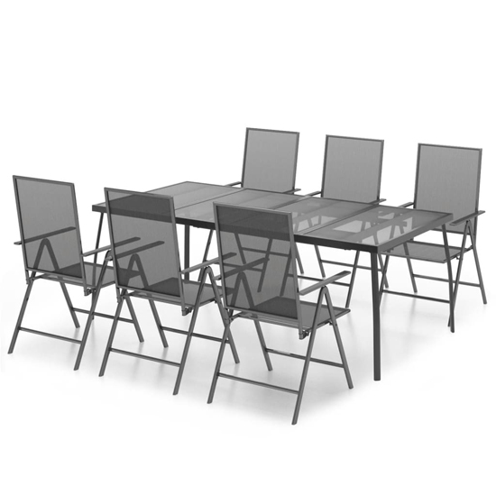 Elon Large Steel 7 Piece Garden Dining Set In Anthracite