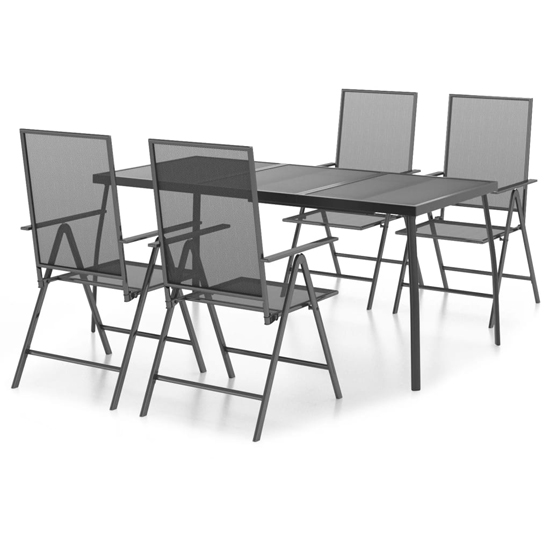 Elon Medium Steel 5 Piece Garden Dining Set In Anthracite