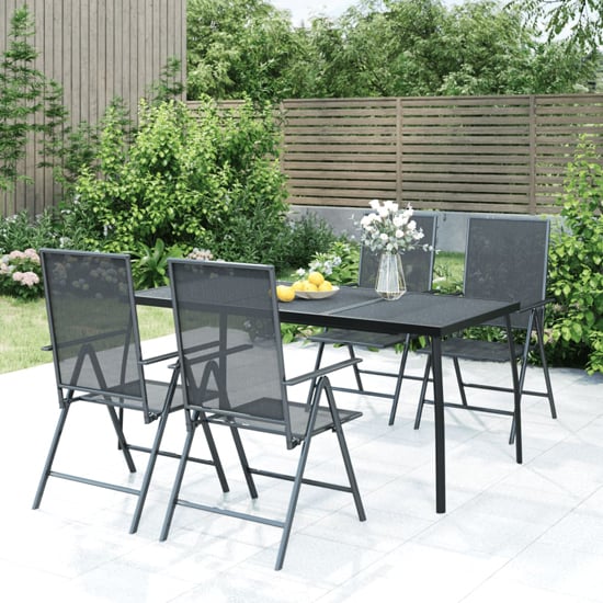 Read more about Elon medium steel 5 piece garden dining set in anthracite