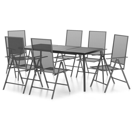 Elon Medium Steel 7 Piece Garden Dining Set In Anthracite