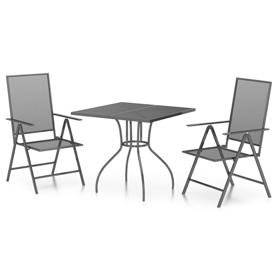 Elon Small Square Steel 3 Piece Garden Dining Set In Anthracite