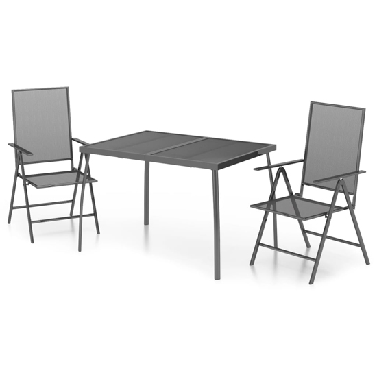 Elon Small Steel 3 Piece Garden Dining Set In Anthracite