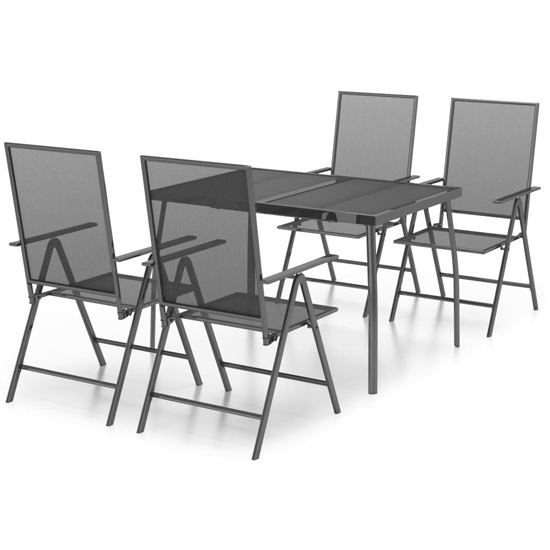 Elon Small Steel 5 Piece Garden Dining Set In Anthracite