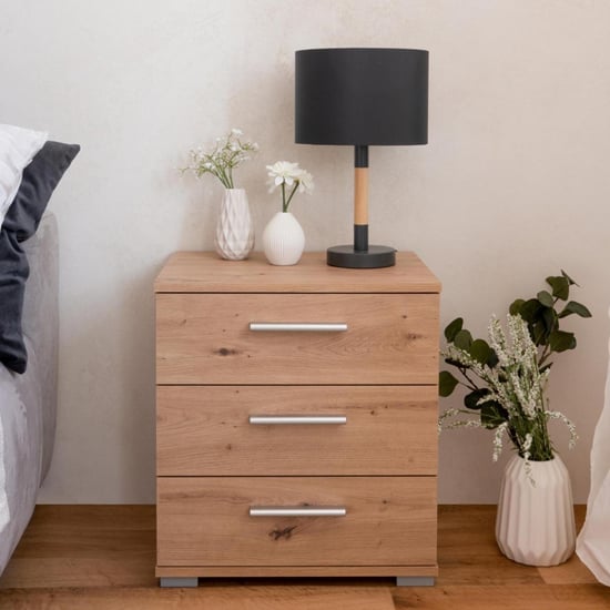 Product photograph of Elora Wooden Bedside Cabinet In Artisan Oak from Furniture in Fashion