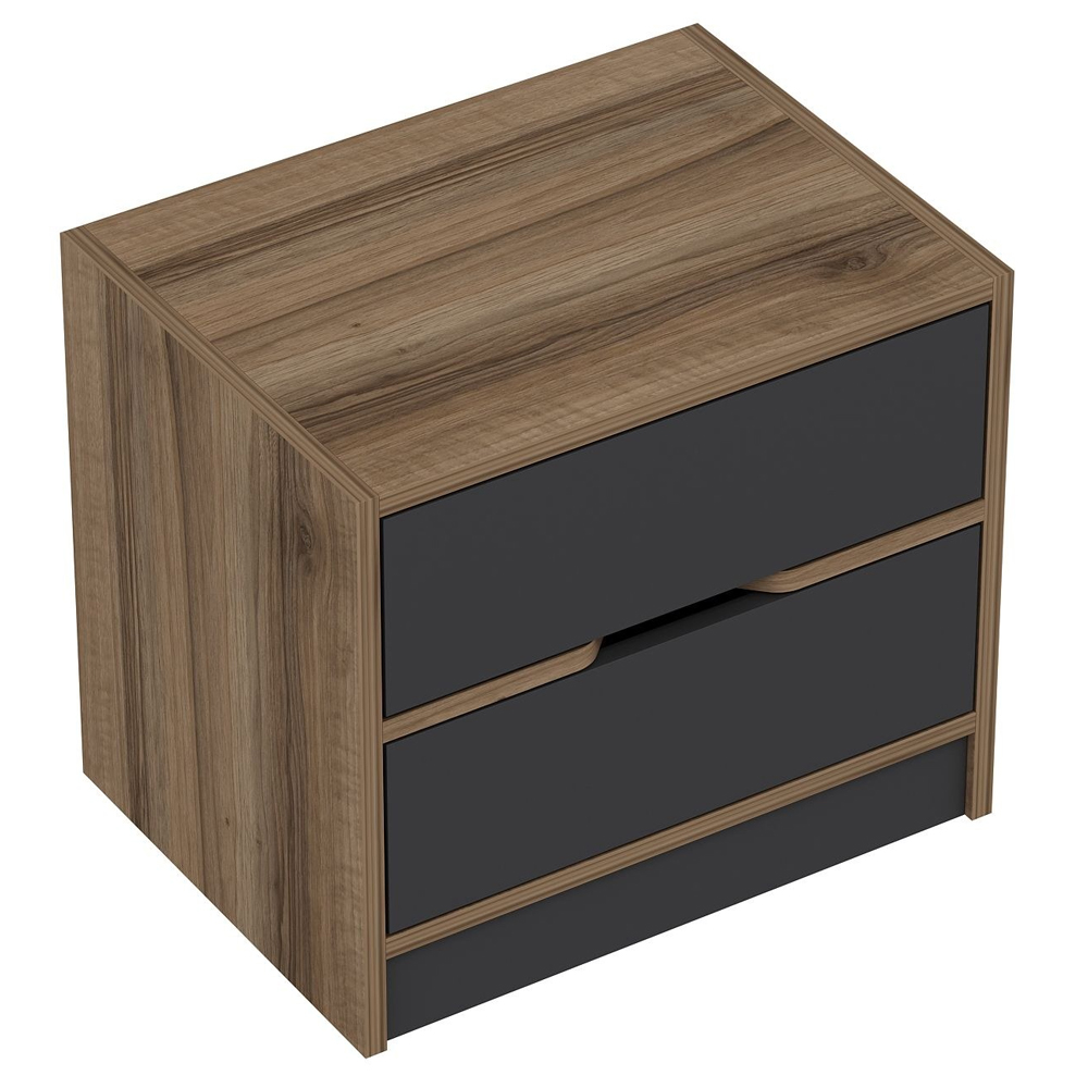 Eloria Wooden Bedside Cabinet with 3 Drawers in Walnut and Anthracite
