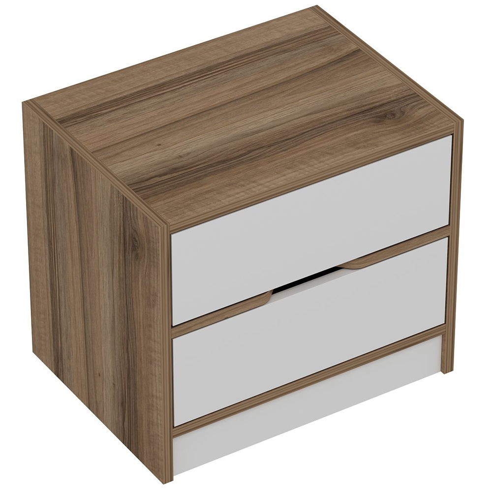 Eloria Wooden Bedside Cabinet with 3 Drawers in Walnut and White