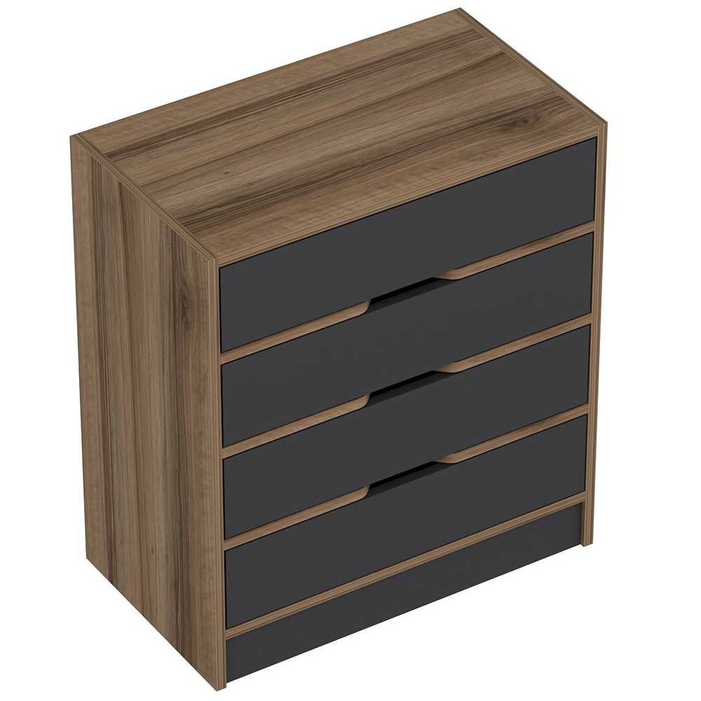 Eloria Wooden Chest Of 5 Drawers in Walnut and Anthracite