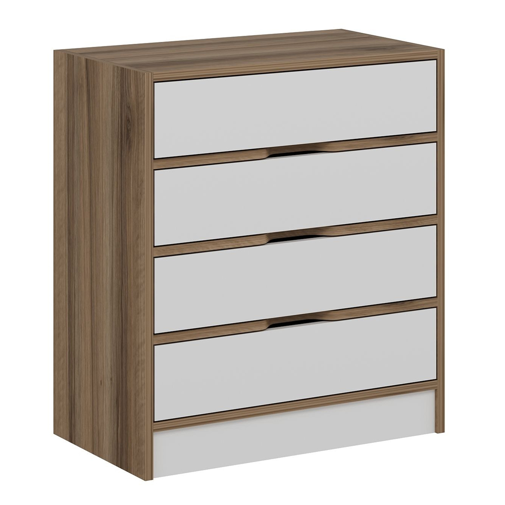 Eloria Wooden Chest Of 5 Drawers in Walnut and White