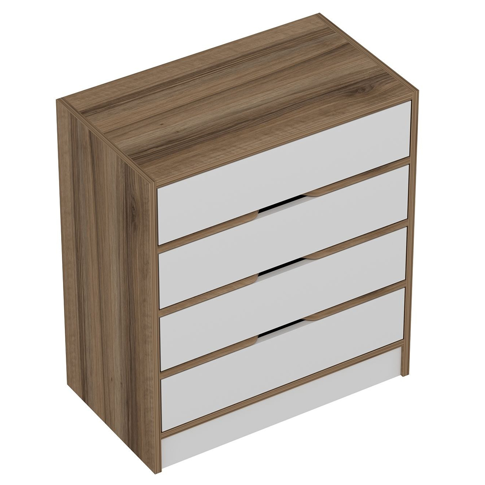 Eloria Wooden Chest Of 5 Drawers in Walnut and White