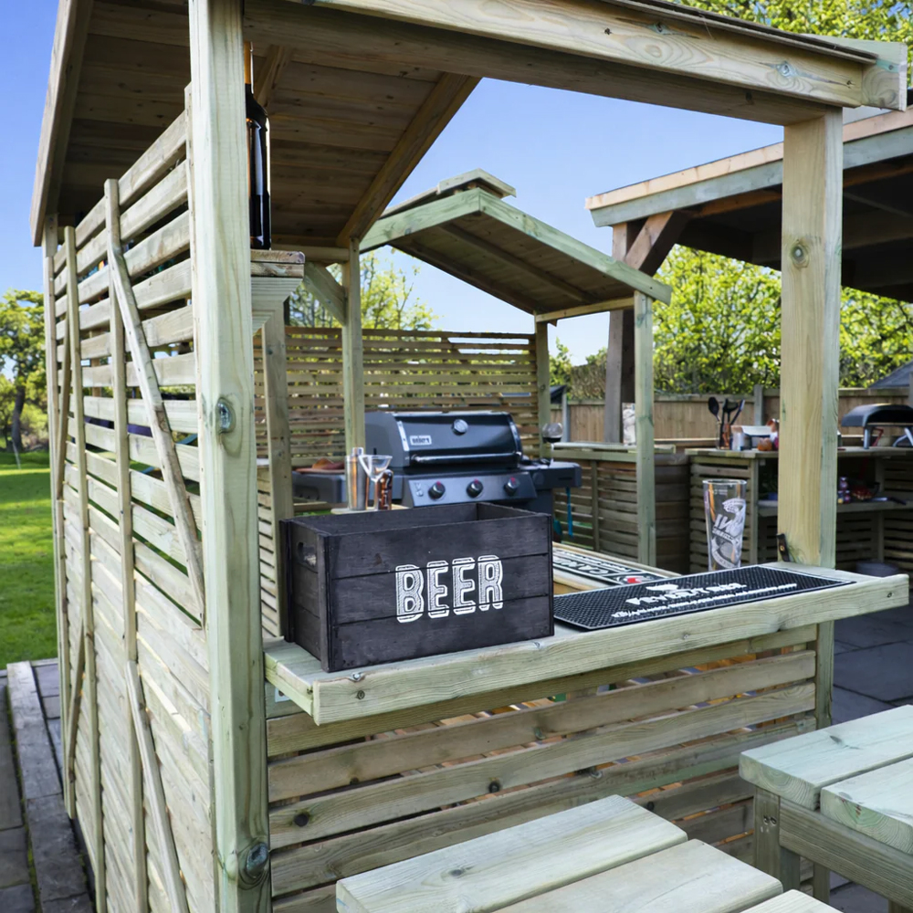 Eloro Garden Wooden Apex Bar Station in Natural