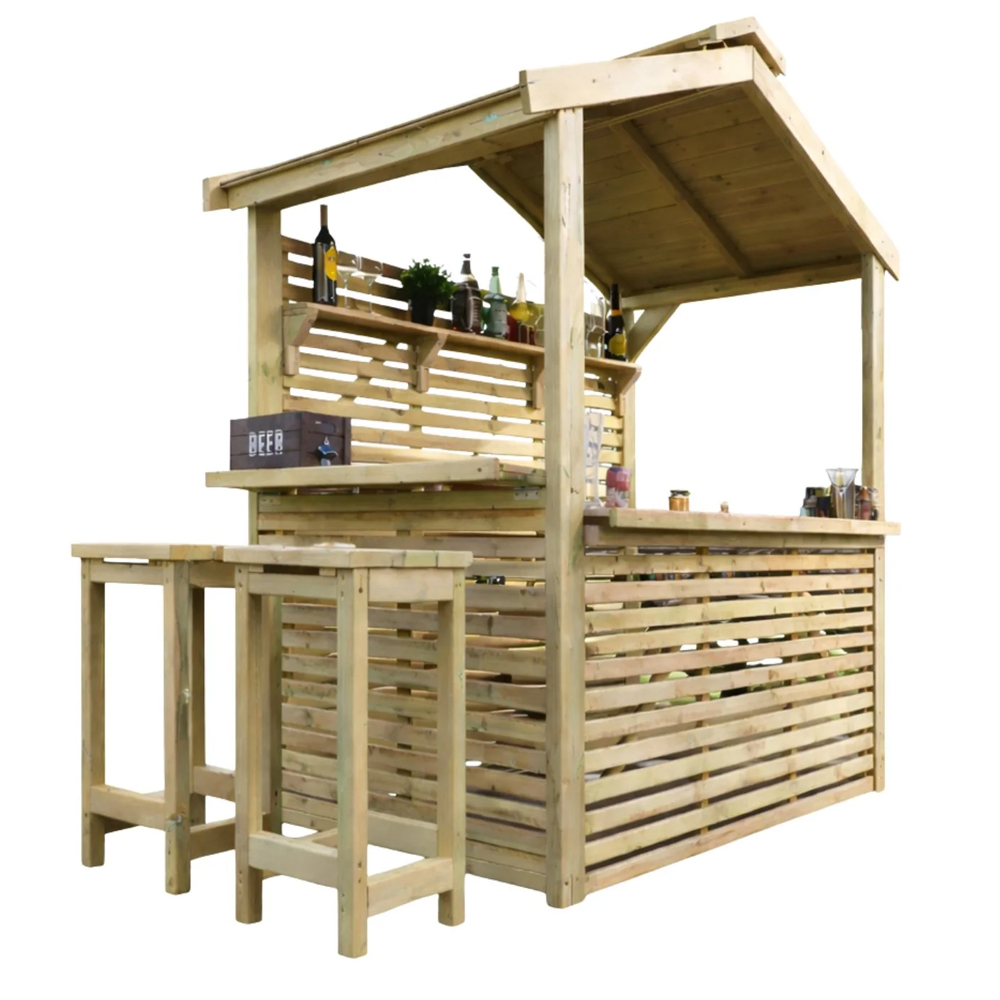 Eloro Garden Wooden Apex Bar Station in Natural
