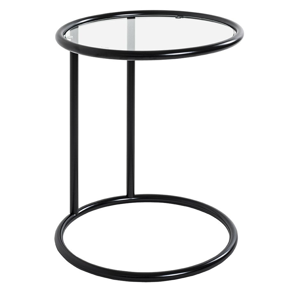 Eloy Clear Glass End Table With Black Steel Frame