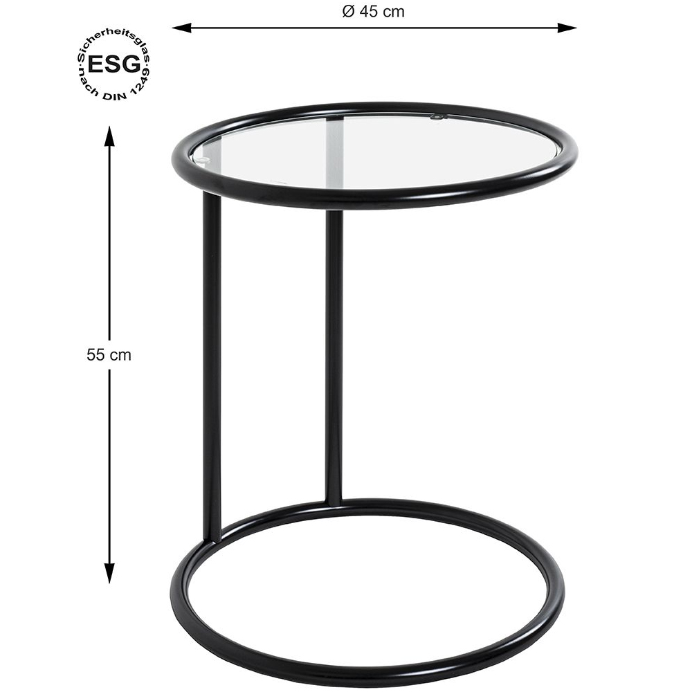 Eloy Clear Glass End Table With Black Steel Frame