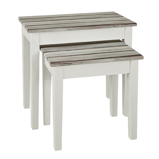 Eloy Large Wooden Side Table In White And Maritimo Pine
