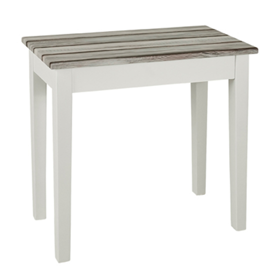 Photo of Eloy large wooden side table in white and maritimo pine