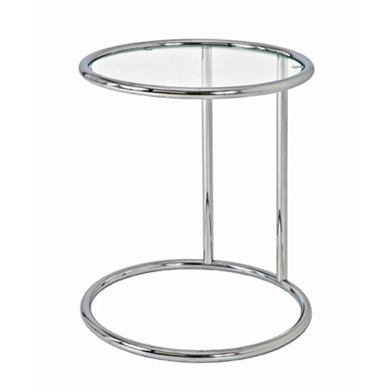 Eloy Round Clear Glass Side Table With Chrome Support