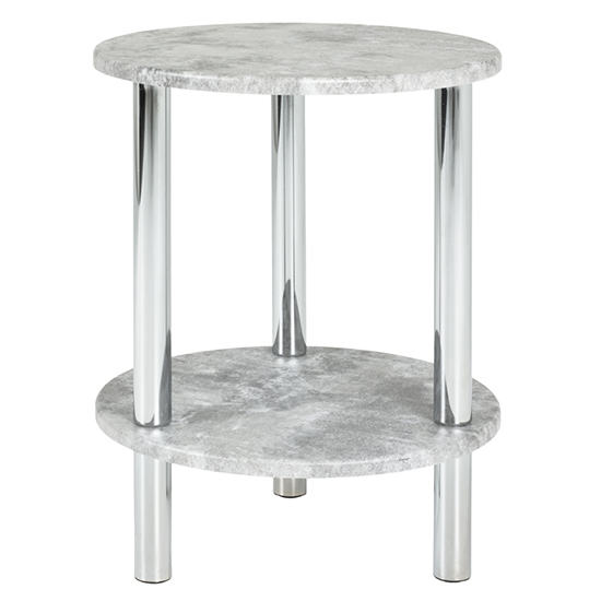 Eloy Round Wooden Side Table In Concrete Effect