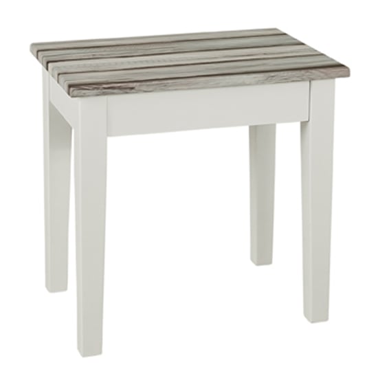 Read more about Eloy small wooden side table in white and maritimo pine