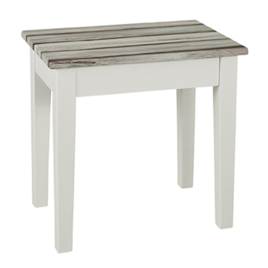 Photo of Eloy small wooden side table in white and maritimo pine