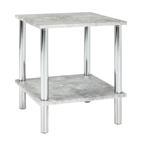 Eloy Square Wooden Side Table In Concrete Effect