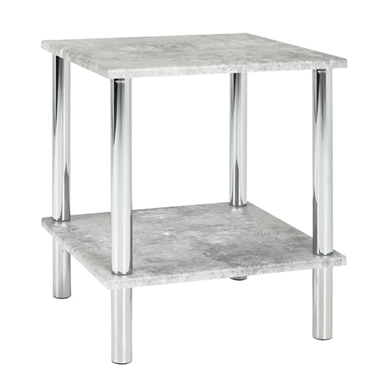 Photo of Eloy square wooden side table in concrete effect