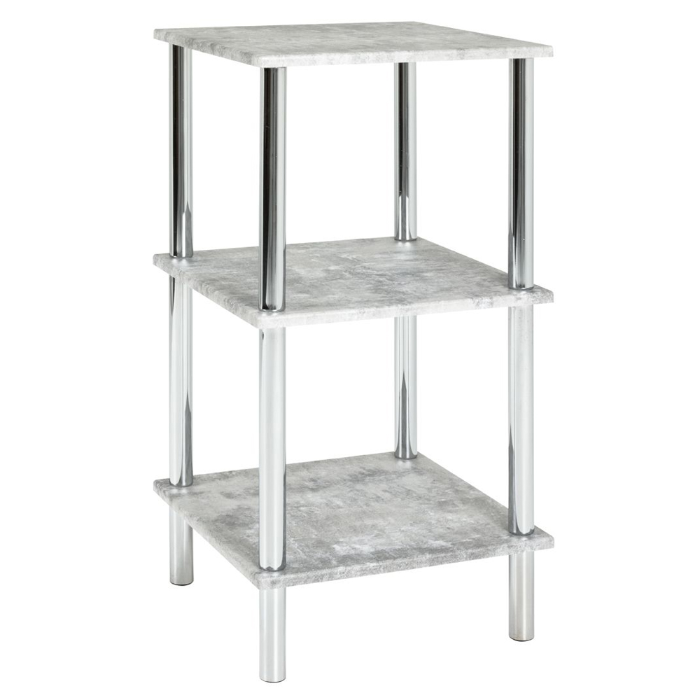 Eloy Wooden Shelving Unit With Chrome Frame In Concrete