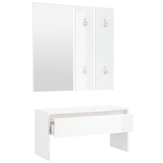 Elroy High Gloss Hallway Furniture Set In White_5