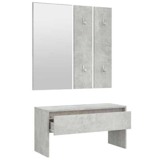 Elroy Wooden Hallway Furniture Set In Concrete Effect_5