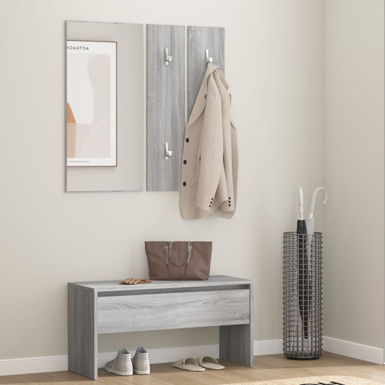 Product photograph of Elroy Wooden Hallway Furniture Set In Grey Sonoma Oak from Furniture in Fashion